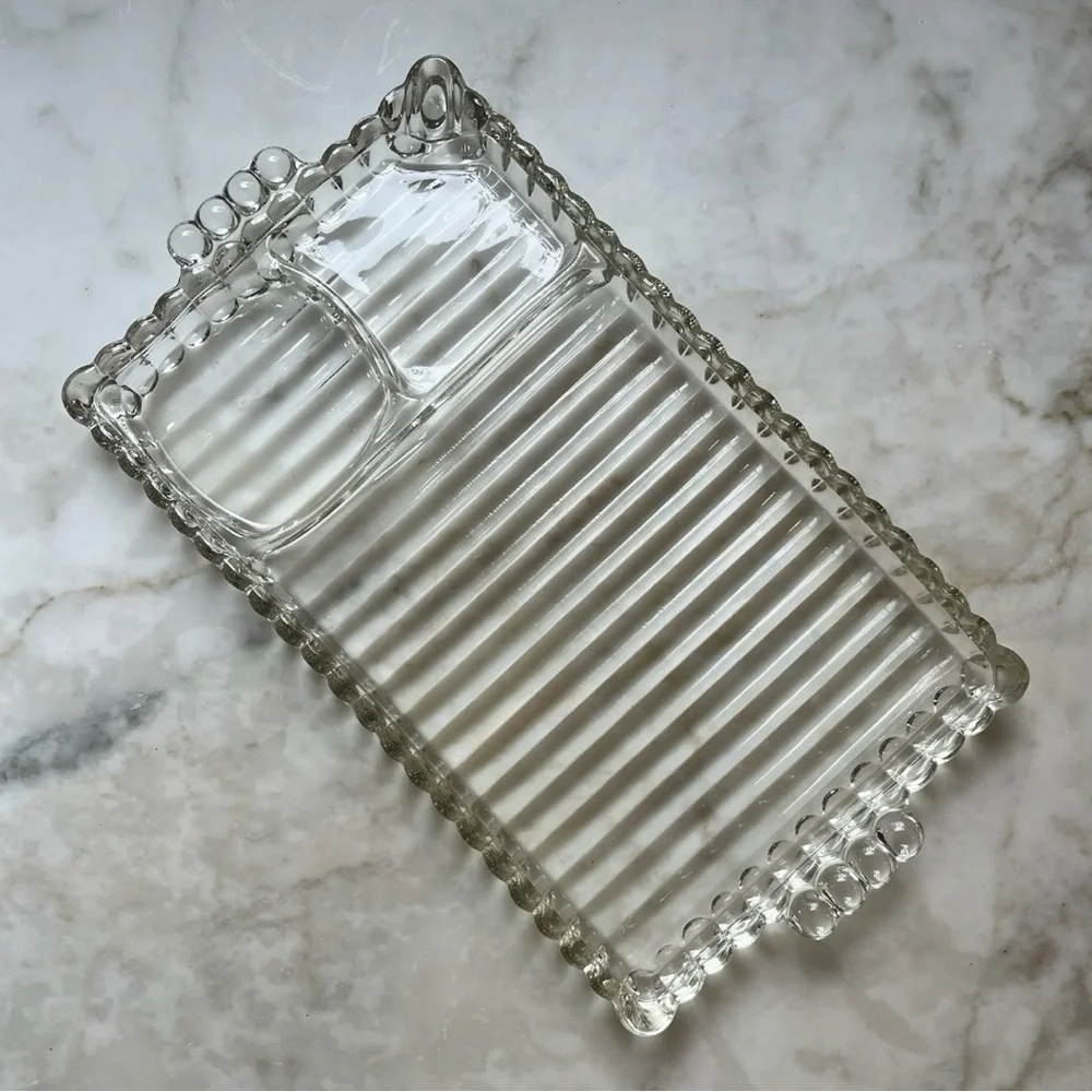 Vintage Bubble Glass Sectioned Organizer Tray